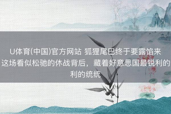 U体育(中国)官方网站 狐狸尾巴终于要露馅来了？这场看似松驰的休战背后，藏着好意思国最锐利的统统