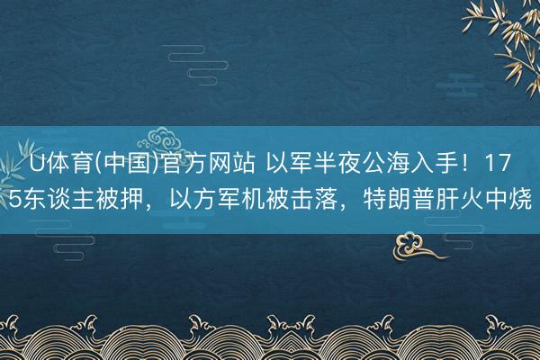 U体育(中国)官方网站 以军半夜公海入手！175东谈主被押，以方军机被击落，特朗普肝火中烧