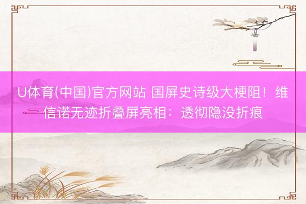 U体育(中国)官方网站 国屏史诗级大梗阻！维信诺无迹折叠屏亮相：透彻隐没折痕