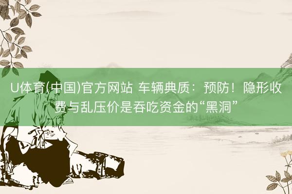 U体育(中国)官方网站 车辆典质：预防！隐形收费与乱压价是吞吃资金的“黑洞”