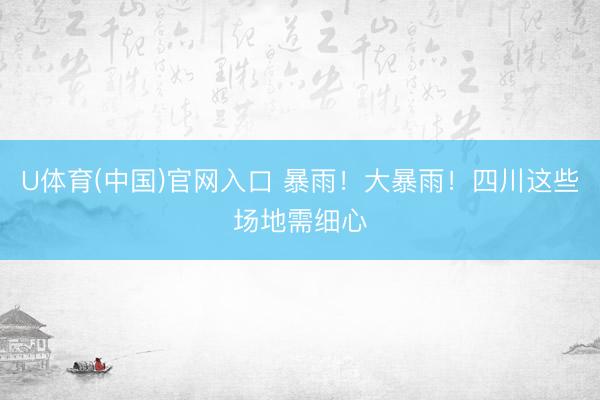 U体育(中国)官网入口 暴雨！大暴雨！四川这些场地需细心