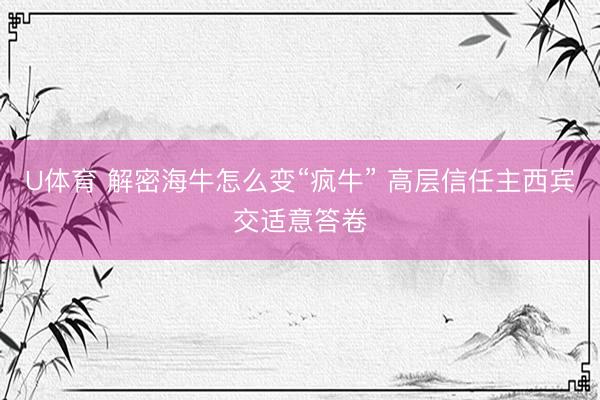 U体育 解密海牛怎么变“疯牛” 高层信任主西宾交适意答卷