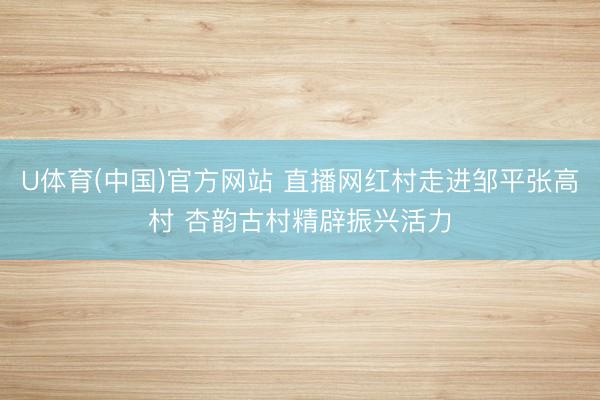 U体育(中国)官方网站 直播网红村走进邹平张高村 杏韵古村精辟振兴活力