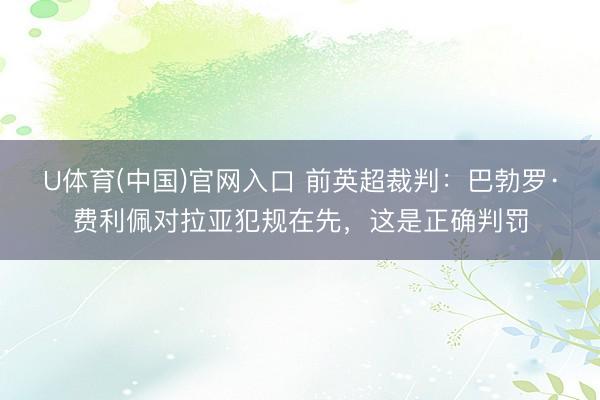 U体育(中国)官网入口 前英超裁判：巴勃罗·费利佩对拉亚犯规在先，这是正确判罚