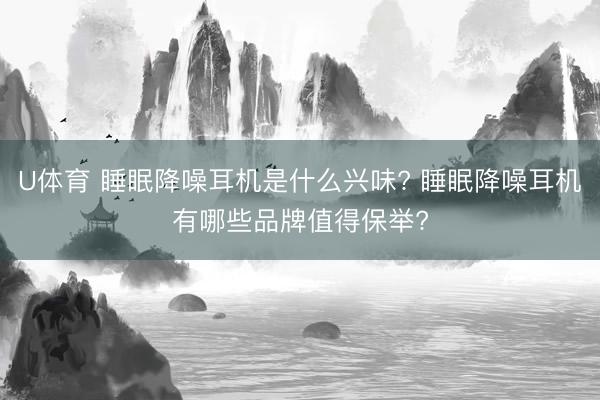 U体育 睡眠降噪耳机是什么兴味? 睡眠降噪耳机有哪些品牌值得保举?