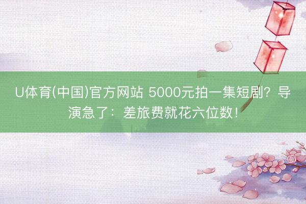 U体育(中国)官方网站 5000元拍一集短剧？导演急了：差旅费就花六位数！