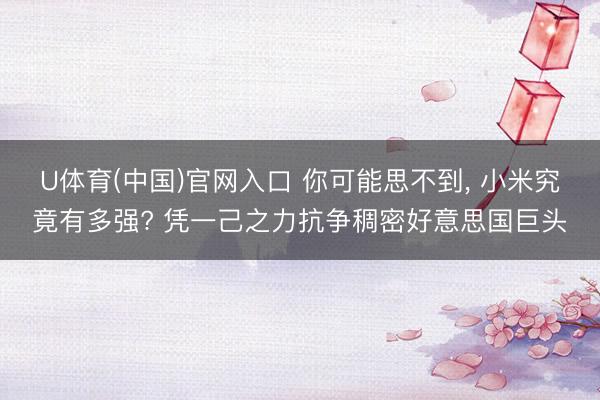 U体育(中国)官网入口 你可能思不到， 小米究竟有多强? 凭一己之力抗争稠密好意思国巨头